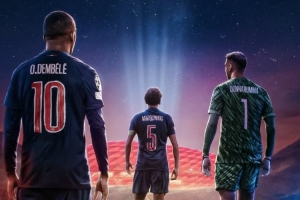 巴黎发布欧冠决赛海报：登贝莱、马尔基尼奥斯、多纳鲁马出镜